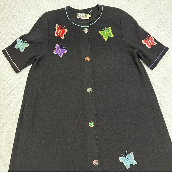 Vintage Alnora Dress Embroidered Butterflies Women’s Large - Picture 4 of 14